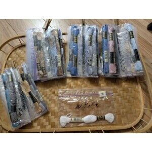 VINTAGE DMC Embroidery Floss Lot - Numerous Skeins - Destash Stash - Blue &...